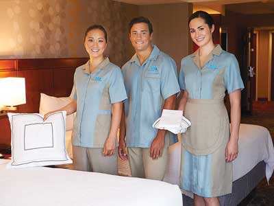 Professional hotel staff in the Gulf region