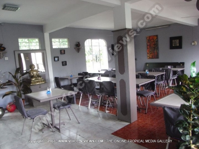 side view of the restaurant of mauritius summer hotel
