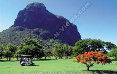 dinarobin hotel golf & spa mauritius golf couse and morne mountain view
