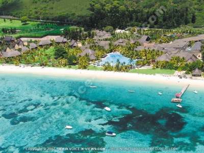 dinarobin hotel golf & spa mauritius sea and hotel aerial view
