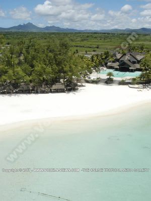 3 star hotel mauritius ambre resort & spa aerial view and mountain range
