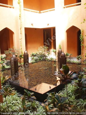 general view of the interior small pool near the spa hall of la palmeraie mauritius
