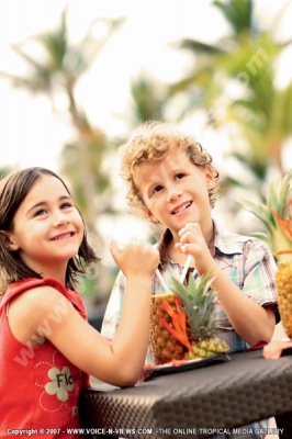 four seasons resort mauritius at anahita kids having time at our space watermark view
