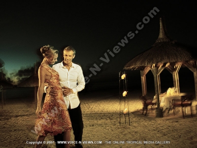 les pavillons hotel mauritius couple going for romantic diner
