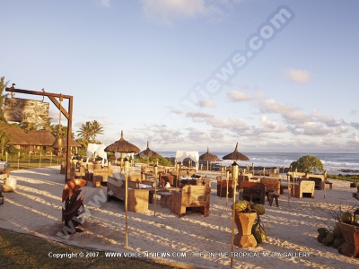 5 star hotel shanti maurice fish and rhum restaurant on the beach

