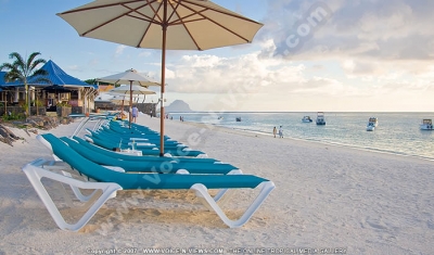 pearle beach resort & spa mauritius sunbed and beach view
