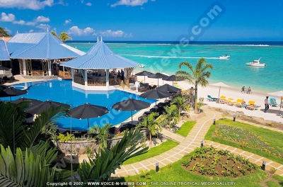 pearle beach resort & spa mauritius swimming pool and sea view
