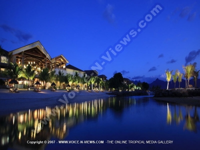 the intercontinental resort balaclava mauritus front view during the evening
