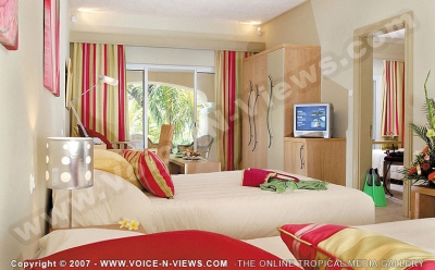 le mauricia hotel mauritius family room and terrace view
