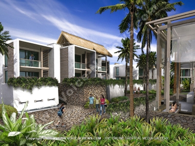 view of the bungalows of long beach hotel mauritius
