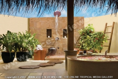 kanuhura resort maldives beach villa bathroom and jacuzzi
