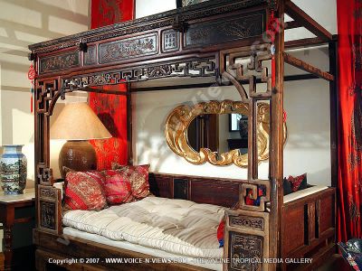 guest house eureka house mauritius bedroom view
Eureka guesthouse bedroom view. Eur?ɬka estate, at Moka, in the centre of Mauritius, holds one of the best-preserved residences from the French colonial period. The main house is now turned into a museum harbouring real treasures, such as antique furniture and old photographs. The furniture in the room is wooden and there are lots of browns and reds. It has a bed with red hanging that can be drawn around the bed for privacy.
Keywords: Eureka guesthouse, bedroom, wooden, reds, brown, French, colonial, museum, treasures, antique, furniture