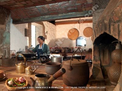 guest house eureka house mauritius kitchen view
The Eureka guesthouse kitchen view. The kitchen is equipped with old utensils and pots, but there a re a few touches of new and modern equipment.
Keywords: Eureka guesthouse, kitchen, old, new, pots