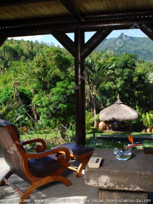 general view of the garden and the terrance premium mountain chalets chamarel mauritius ref 159
