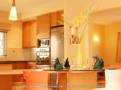 villa four heavens mauritius kitchen view
View of the Four Heavens Villa kitchen which is on the groundfloor. Fully equipped with microwave, fridge, washing machine, cooking utensils, stove, glasses, napkins and a kitchen table.
Keywords: Four Heavens Villa, kitchen, stove, fridge, microwave, washing machine, cooking utensiles, glasses, napkins, table