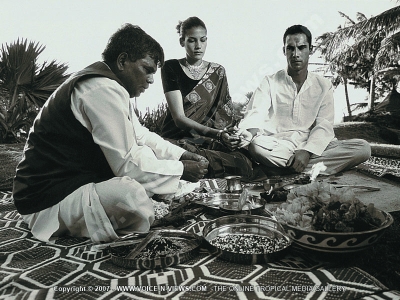 wedding in mauritius indian wedding at paradise cove hotel during ceremony
