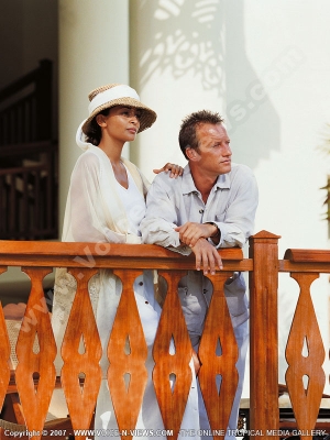 wedding in mauritius the residence hotel couple on balcony
