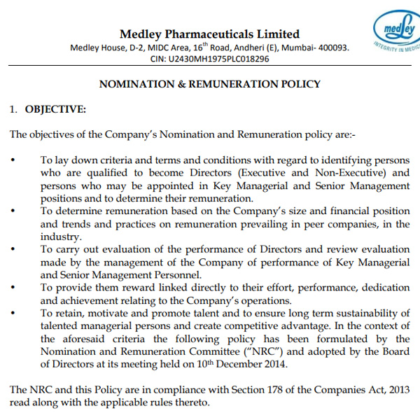 Nomination & Remuneration Policy