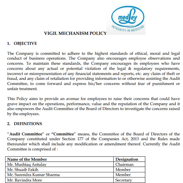 Whistle Blower Policy